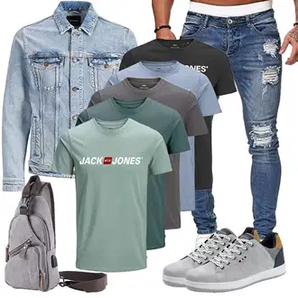 Sommer Outfits Wandern mit Grau Naudamp "Cooles Outfit"Look: Rad­fahren, Wandern, Laufen, Arbeits, Freizeit, Trekking