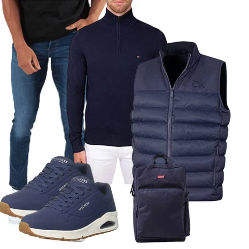 Blau/DunkelBlau Steppweste/Langlaufweste/Kunstfaserweste/Indoorweste/Reitweste/Wendeweste/Puffer Weste/Isolationsweste/Daunenweste Calvin Klein kombinieren