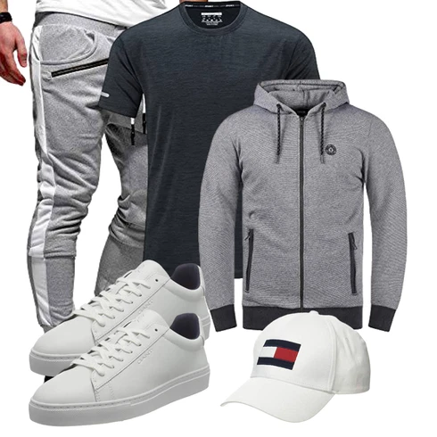 Grau Hose Behype kombinieren mit Grau/Hellgrau/Dunkelgrau/Dunkelblau Kapuzenpullover/Ausgefallener Hoodie/Sport Sweatshirt/Strick Hoodie/Sweatjacke !Solid