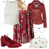 Temno rdeča Usnjene Jakne outfiti za dame image