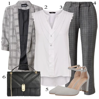 Outfit sa Bijela/Siva/Srebro/Pink Bogato ukrašena ogrlica/Collier/Fini lančić Pilgrim "Tvoj otmjeni outfit"