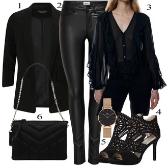 Outfit sa Crna/Narandžasta Veganska cipela/Elegantna Cipela/Sandala s petom/Salonka & Visoki Pet/Salonka s Kopčom/Sandala na Petu Bullboxer "Tvoj otmjeni outfit"
