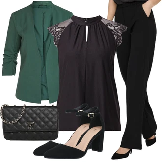 Outfity pro práci Plnější Postavou Léto s Černá/Tmavě šedá Halenka a Tunika VERO MODA "Elegantní vzhled"