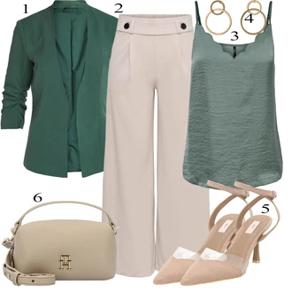 outfit mit Zelena/Svetlo modra/Turkizna/Svetlo zelena Tunika/Bluza velika velikost/Obleka velike velikosti Only "pomladna obleka"