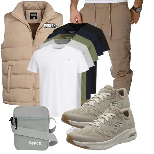 Beige/Braun/Khaki SteppWeste/Leichte Weste/Kurze Weste/OutdoorWeste/DaunenWeste/Puffer Weste GOGLAND kombinieren