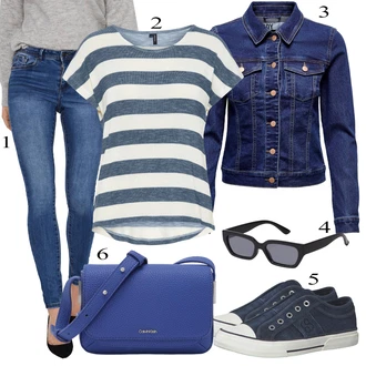 outfit mit Svetlo Modra/Modra Hlače Jeggings/Jeans Pajkice/Skinny Hlače VERO MODA "Pokrivalo za pomlad"