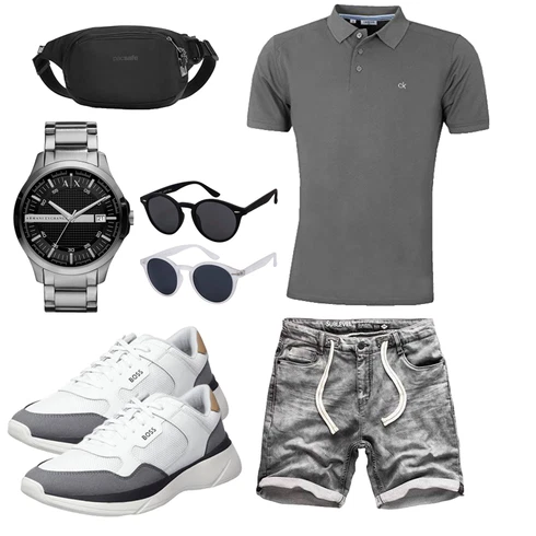 Grau/Hellgrau/Dunkelgrau Hemd Jeans Short/Leinen-short/Kurze Hose/Baggy Short/Musselin Shorts/Bermuda Sublevel kombinieren