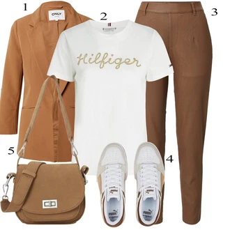 Jesen outfit mit Khaki/Bež/Rjava Nagubane hlače/Hlače iz Imitacije Usnja/Pajkice Usnjena pajkica/Leginge v Videzu Usnja/Usnjena Hlača/Hlača z Razporkom/Skinny Hlače/Slim Hlača/Treggings Object "Pokrivalo za pomlad"