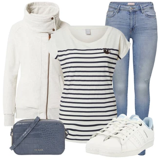 Outfit s Šedá/Modrá Taška/Dlouhá tylová sukně/Doplňek Ted Baker "Jarní outfit"
