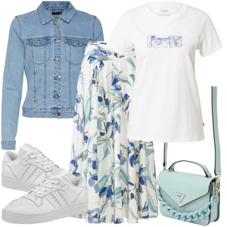 Outfit s Modrá/Bílá Pumpová Kalhoty/Culotte Kalhoty/Kalhoty s Potiskem/Mušelínové kalhoty/Plážová Kalhoty/Kalhoty s Peřím/Široká Kalhoty Lascana "Jarní outfit"