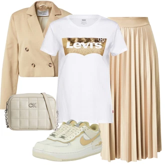 Outfit s Šedá Taška/Dlouhé Šaty/Dlouhá tylová sukně/Dlouhý Zimní Kabát/Doplňek Calvin Klein "Jarní outfit"