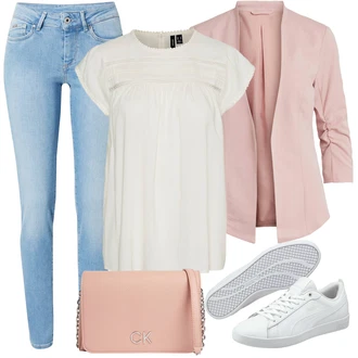 Mom Křest Outfit s Krémová/Khaki/Bílá/Zelená/Béžová Móda Pro Plnoštíhlou Tunika VERO MODA "Jarní outfit"Look: Styl, 20 léta, Babydoll, Boho, Mom, Příliš oblečený, Bar, Křest, Den na pláži, Koncert, Chatky