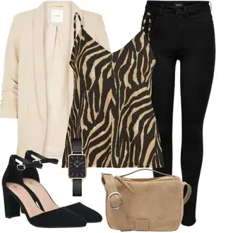 Outfity pro práci S křivkami s Béžová/Bílá/Hnědá Tunika/Tričko & Top Móda Pro Plnoštíhlé/Plavky Velké Velikosti Vila "Klasické vzhledy"
