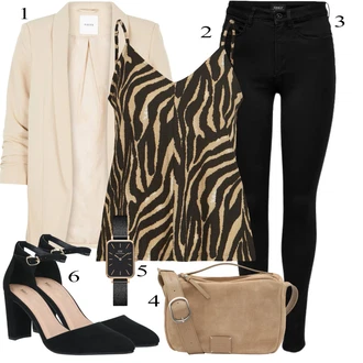 outfit mit Črna/Temno modra Pletena Pajkica/Pajkice z Razporkom/Neprosojna Pajkica/Usnjena Jakna/Oblikovana Pajkica/Tople Pajkice/Športna Pajkica/Podložena Pajkica/Baumwoll Pajkica Only "Pokrivalo za pomlad"
