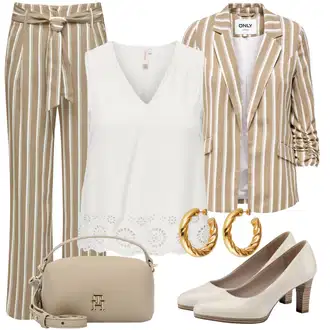 Outfit sa Bež/Kaki/Smeđa Hlača za Plažu/Paperbag Hlača/Lanene Hlače/Široka Hlača/Culotte Hlačice/Hlače od muslina/Ležerna Hlača/Palazzo Hlača Only "Krasni outfit za ured"