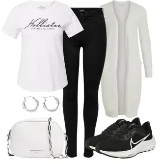 Outfit sa Crna/Tamnoplava Podstavljena Tajica/Tople Tajice/Neprozirna Tajica/Oblikovana Tajica/Sportska Tajica/Kožna Jakna/Tajice s Prorezom/Pletena Tajica/Pamučna Tajica Only "Lagani outfit"