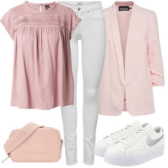 Outfit s Šedá/Bílá/Červená/Stříbrný Nízká Teniska/Skate Bota/Kožené Tenisky/Vintage Teniska/Úzká Teniska/Letní Tenisky/Teniska s dírkovaným vzorem Nike Sportswear "Lehký outfit"