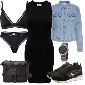 Outfit s Černá/Bílá Bralette/Odlehčovací podprsenka/Podprsenka Balconette/Zmenšující Podprsenek/Vyztužený podprsenek/Měkká podprsenka/Trojúhelníkový Podprsenek Tommy Hilfiger Underwear, Černá/Tmavě modrá Průsvitná kalhotka/Brazilské Kalhotky/Spodní kalhotky/Klasické kalhotky/Tanga Tommy Hilfiger Underwear "Lehký outfit"