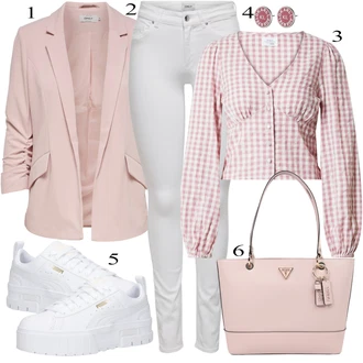 Ovratnik s pritrdilnimi gumbi outfit mit Roza Bluza in Tunika/Bluza velika velikost daahls by emma roberts exclusively for about you "Pokrivalo za pomlad"