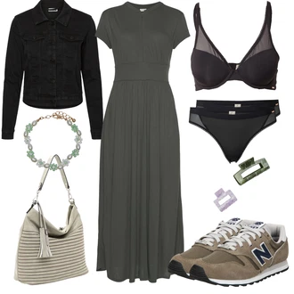 Dlouhé Outfit s Tmavě šedá/Tmavě zelená/Šedá/Khaki Dlouhé Šaty/Dlouhé Letní Šaty/Dlouhé pletené šaty/Šaty v Délce do Lýtka/Společenské šaty pro hosta/Žerzejové Šaty/Občanské šaty/Maxi Šaty Lascana "Letní vzhled na každý den"