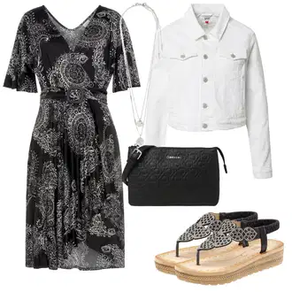 Outfit sa Crna/Siva/Tamnosiva/Smeđa Haljina Veći Broj/Tunika VIVANCE "Ljetni look za party"
