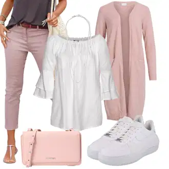Outfit sa Siva/Ljubičasta/Zeleno/Bijela Bluza Oversize Mušlinova Bluzica/Tunika Majica/Slip-on Bluza/boho Bluza/Len Blúza/Jednobojna Bluza/Oversize Bluza Lascana "Ljetni look za svaki dan"