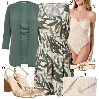 Outfit s Tyrkysový/Zelená/Khaki Pletenina veľkej veľkosti/Tunika/Kabát/Kalhoty Veľké Veľkosti Only "Outfit na léto"