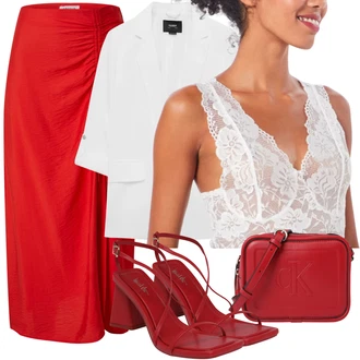 Výstřih na ramena Outfit s Bílá/Růžová/Černá/Modrá/Šedá Krajkový Top/Krajkový Top/Krajkované tričko Cream "Módní letní vzhled"