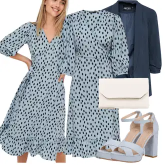 Outfity pro léto s Šedá/Modrá/Světle modrá Košilové šaty/Šaty Niki/Šaty s puntíky/Šaty S Potiskem/Tunikové šaty/Halenkové Šaty/Šaty S Kosticí/Bavlněné Šaty Only "Módní letní vzhled"