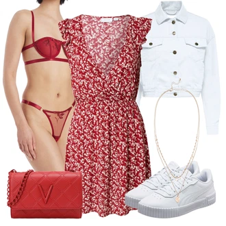 Výstřih na ramena Outfit s Červená/Fialová/Tmavě červená Skater šaty/Zavinovací Šaty/Šifonové Šaty/Šaty Bez Rukávů/Šaty S Potiskem/Žerzejové Šaty/Mini Šaty/Letní Šaty Vila "Módní letní vzhled"