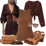 Hnědá Sieťové kraťasy Outfity pro ženy image