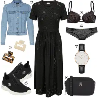 Outfit sa Crna/Pink/Siva/Tamnosiva Klasične Gaćice/Brazilski Slip/Gaćica & tanga/Podvezica/Gaćice/Gaćice bez prepona/Futrola za Suknju JETTE "Tvoj otmjeni outfit"