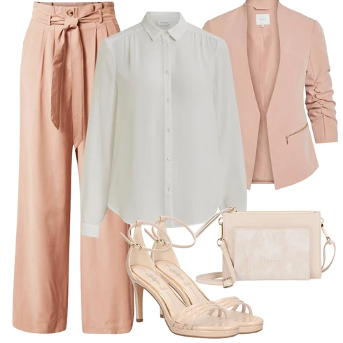 Kombinace Růžová/Béžová/Hnědá/Khaki/Fialová Palazzo Kalhoty/Mušelínové kalhoty/Culotte Kalhoty/Paperbag Kalhoty/Tradiční Kalhoty/Široká Kalhoty About You