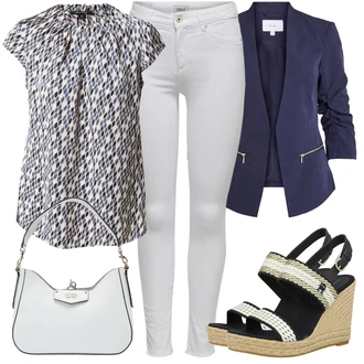 Outfity pro práci s Šedá/Bílá/Krémová/Stříbrný Kalhoty Jeggings/Džínové Legíny/Push up Kalhoty/Skinny Kalhoty/Tregíny next lvl "Oblečení do kanceláře"