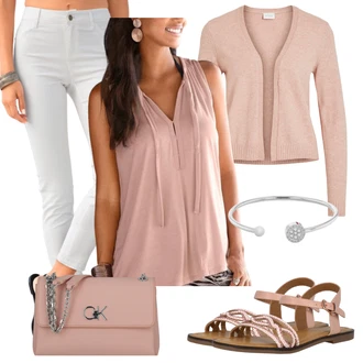 Pametno ležerno Outfit sa Krem/Siva Jeggings/Capri hlače/Chino Hlače/Traper Tajice/Hlače s Prorezom/Skinny Hlače/Uske Hlača Lascana "Odjeća za slobodno vrijeme"Look: Rap, Boja, Pametno ležerno, Elegantan, cool, Prekrasan, Old Money