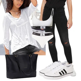 Outfit s Růžová/Bílá/Krémová/Zelená/Světle zelená Bralette/Bezdrátová podprsenka/Odlehčovací podprsenka/Dámská korzetová Sportovní podprsenka/Vyztužený podprsenek/Sportovní podprsenka Calvin Klein underwear "Outfit na dovolenou"