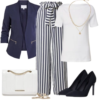 Outfity pro práci s Modrá/Bílá/Tmavě modrá Marlene Kalhoty/Široká Kalhoty/Mušelínové kalhoty/Culotte Kalhoty/Plážová Kalhoty/Palazzo Kalhoty lollys laundry "Outfit na konference"