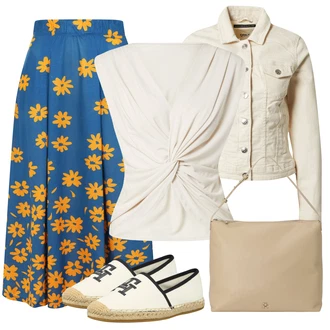 Outfit s Krémová/Khaki/Béžová/Bílá/Oranžová Vintage Bund/Letní Bund/Jarní bunda/Džínové Bund/Manšestrová Bunda/Krátké Džínové Bundičky/Krátký Bund/Krátký Bund Only "Outfit na léto"