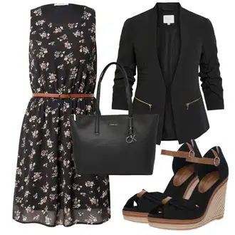 Outfity pro léto s Černá Šaty Móda Pro Plnoštíhlou/Košilové šaty/Šaty s výstřihem/Šaty Bez Rukávů/Šaty Na Ramínko About You "Outfit na léto"