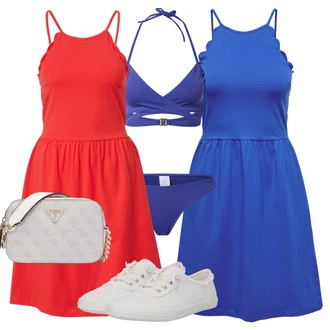 Outfit s Modrá/Tmavě modrá Bikiny s průstřihem/Plavky s průstřihem/Bikin/Trojúhelníkové Bikiny About You "Outfit na léto"