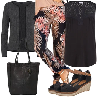 Babydoll Outfit s Černá Halenka a Tunika Tunika Lascana "Outfit na léto"Look: Styl, 20 léta, Babydoll, Boho, Elegantní, Ethno, Hippie