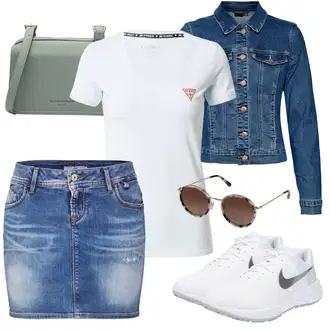 Džínovina Outfit s Hnědá/Růžová/Fialová Džínová vintage sukně/Džínová Sukně/Krátká Sukně/70tá Léta Minisukně LTB "Outfit na léto"