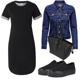 Dlouhé Outfit s Černá Teniska Skate Bota/Nazouvací Teniska About You "Outfit na léto"