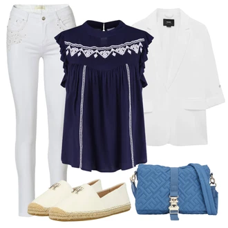 Norský vzor Outfit s Modrá/Tmavě modrá Tunika Lascana "Outfit na léto"