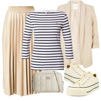 Outfit s Šedá Taška/Dlouhé Šaty/Dlouhá tylová sukně/Dlouhý Zimní Kabát/Doplňek Calvin Klein "Outfit na léto"