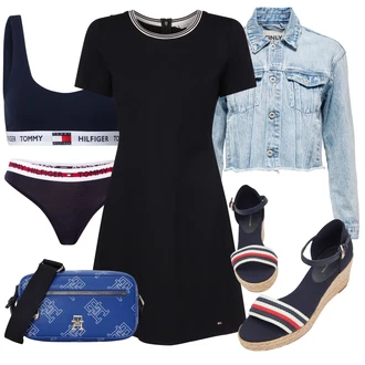 Outfit s Tmavě modrá Podprsenka S Vysokým Dekoltem/Odlehčovací podprsenka/Měkká podprsenka/Sportovní podprsenka/Vyztužený podprsenek/Tričková Podprsenka Tommy Hilfiger Underwear "Outfit na léto"