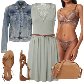 Moderní Outfit s Světle modrá/Modrá Krátké Džínové Bundičky/Džínové Bund LTB "Outfit na léto"Look: 90tá léta, Cool, Moderní, Krásný, Old Money, Univerzitní, Western