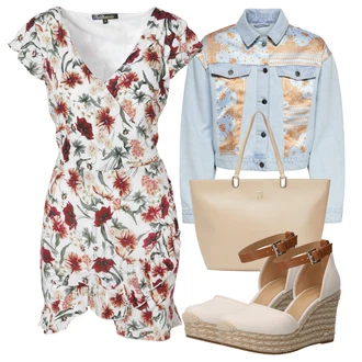 Outfit s Béžová Espadrilka s klínovým podpatkem/Bota Na Klínku/Espadrilka na Podpatku MICHAEL Michael Kors "Outfit na léto"