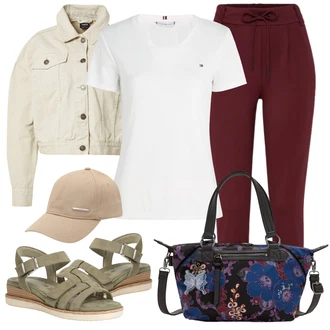 Outfity pro léto s Tmavě červená/Vínová Jogger Kalhoty/Tregíny/Dlouhá Kalhoty/Střmenová Kalhoty/Žerzejová Kalhoty/Kalhoty s Vysokým Pasem/Skinny Kalhoty/Úzká Kalhoty Only "Outfit na léto"