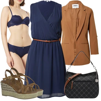 Outfit s Tmavě modrá/Modrá/Světle modrá Podprsenka Balconette/Podprsenka Bez Kostic/Bezdrátová podprsenka/Krajková podprsenka/Zmenšující Podprsenek/Push-Up Podprsenka/Podprsenka s kosticemi/Bralette/Měkká podprsenka HUNKEMÖLLER "Outfit na léto"